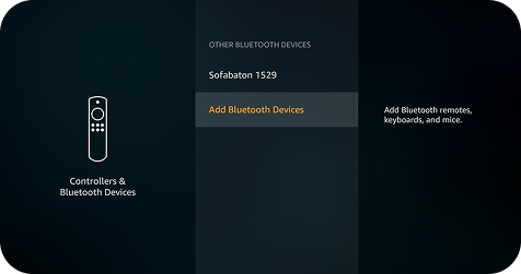 Fire TV Bluetooth pairing interface